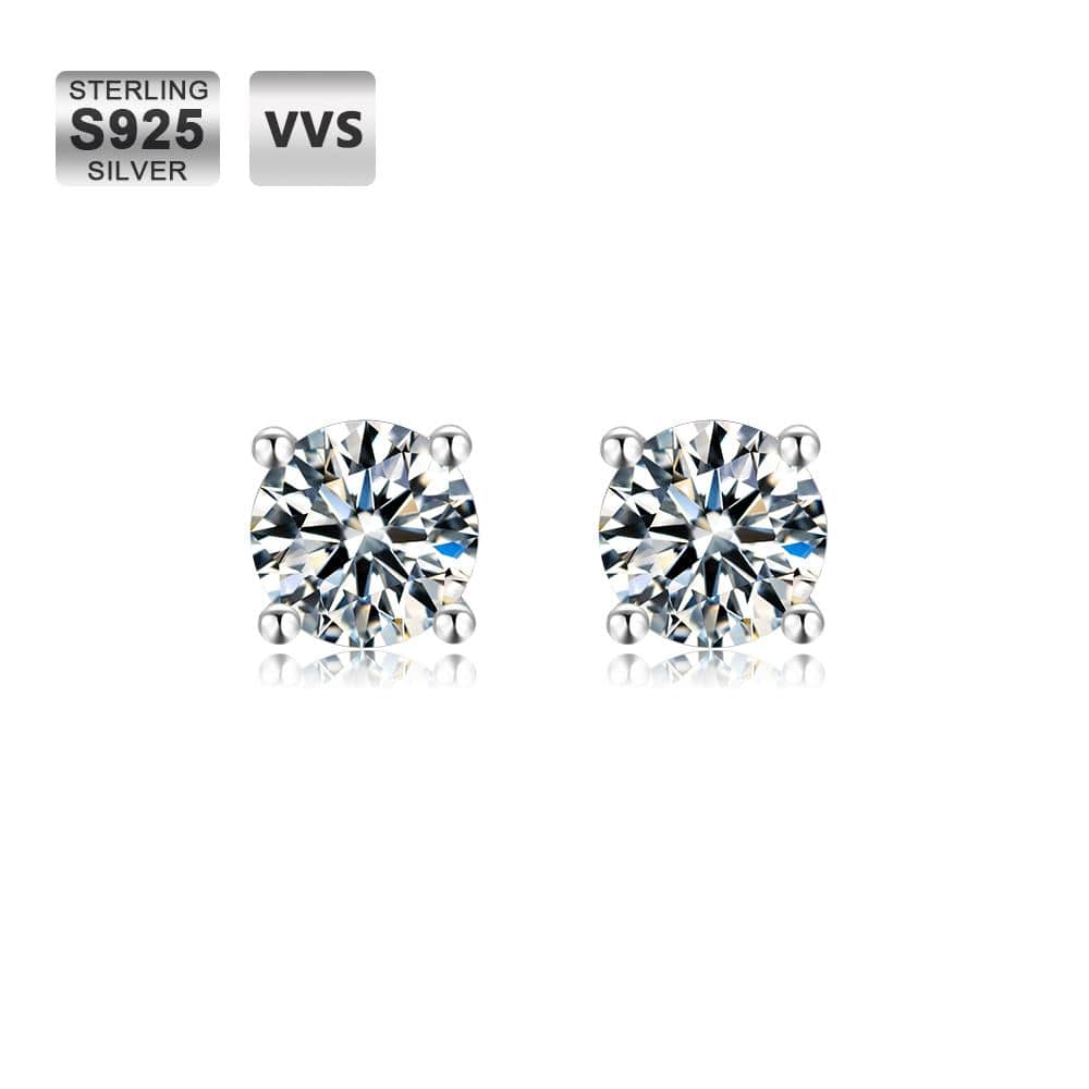 Wholesale Moissanite Earrings Round Moissanite Stud 0.5 Carats VVS 925 Sterling Silver GRA Certificated Diamond Earrings