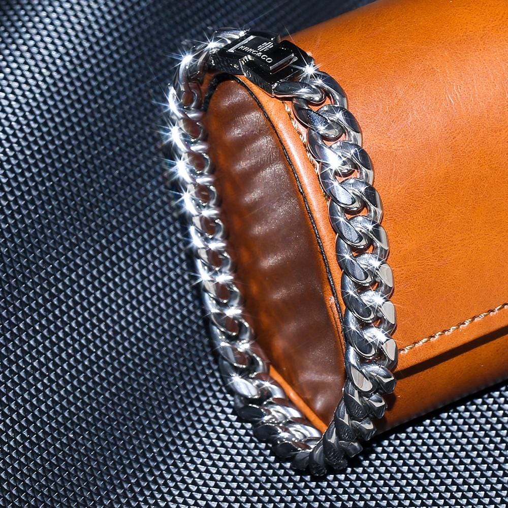 10mm Miami Cuban Link Bracelet in White Gold for MenKRKC&CO