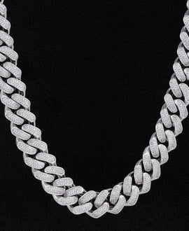 Wholesale Hip Hop Necklaces 18mm Cuban Link Chain Iced Multi Layer 5A CZ Diamond in White Gold