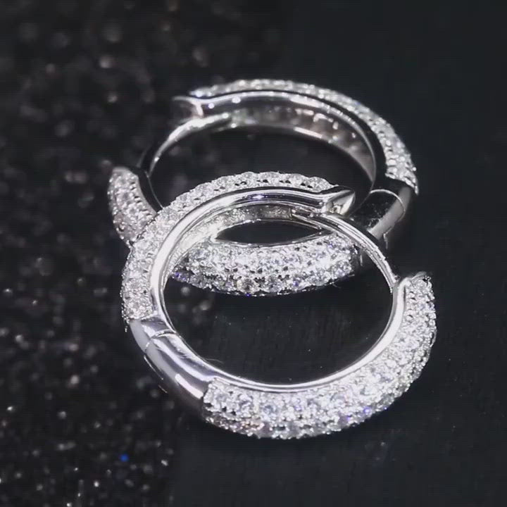 925 Sterling Silver Iced Hoop Earrings video