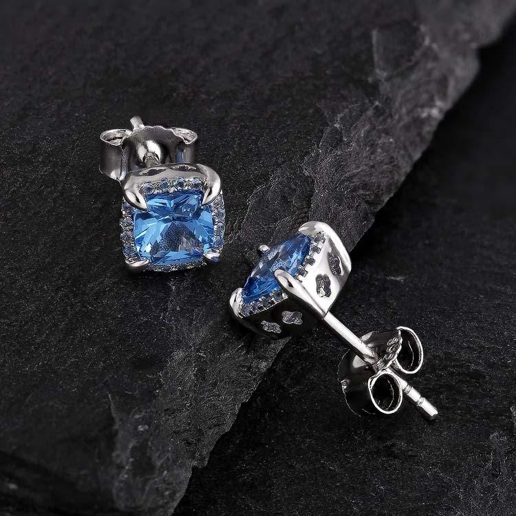 Wholesale 925 Sterling Silver Stud Earrings Iced Square Princess Cut Diamond CZ Stud Men's Earrings