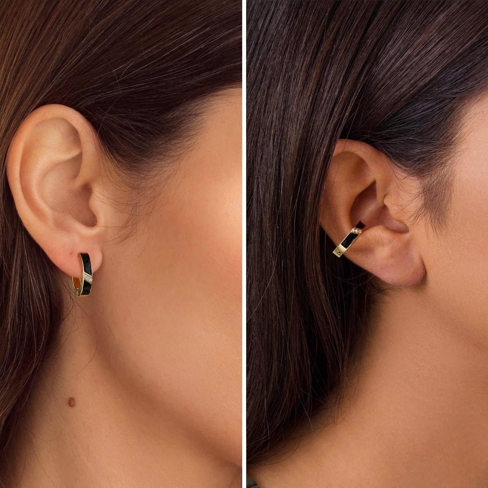 Wholesale Ear Cuff Non-pierced 15mm Ear Cuff 2-Color Sterling Silver Diamond Round Hoop for Men