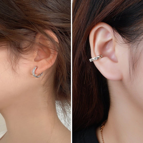 Wholesale Ear Cuff Non-pierced 15mm Ear Cuff Irregular Polygon Sterling Silver Diamond Round for Men