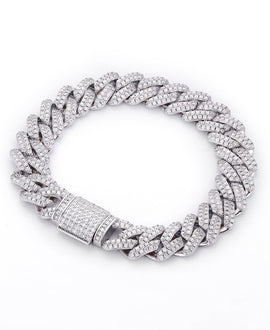 Wholesale VVS1 Moissanite Cuban Link Chain Bracelet 14mm 925 Sterling Silver Hip Hop Chains Rhodium Plated Men Jewelry