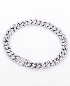 Wholesale VVS1 Moissanite Cuban Link Chain Bracelet 8mm 925 Sterling Silver Hip Hop Chains Rhodium Plated Women Jewelry