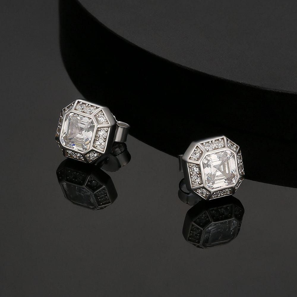 Emerald Cut Diamond Stud Earrings for Men KRKC