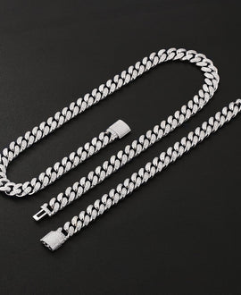 Wholesale VVS1 Moissanite Cuban Link Chain Necklace 12mm 925 Sterling Silver Hip Hop Chains Rhodium Plated Men Jewelry