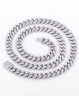 Wholesale VVS1 Moissanite Cuban Link Chain Necklace 8mm 925 Sterling Silver Hip Hop Chains Rhodium Plated Women Jewelry