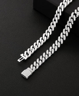 Wholesale VVS1 Moissanite Cuban Link Chain Bracelet 8mm 925 Sterling Silver Hip Hop Chains Rhodium Plated Women Jewelry