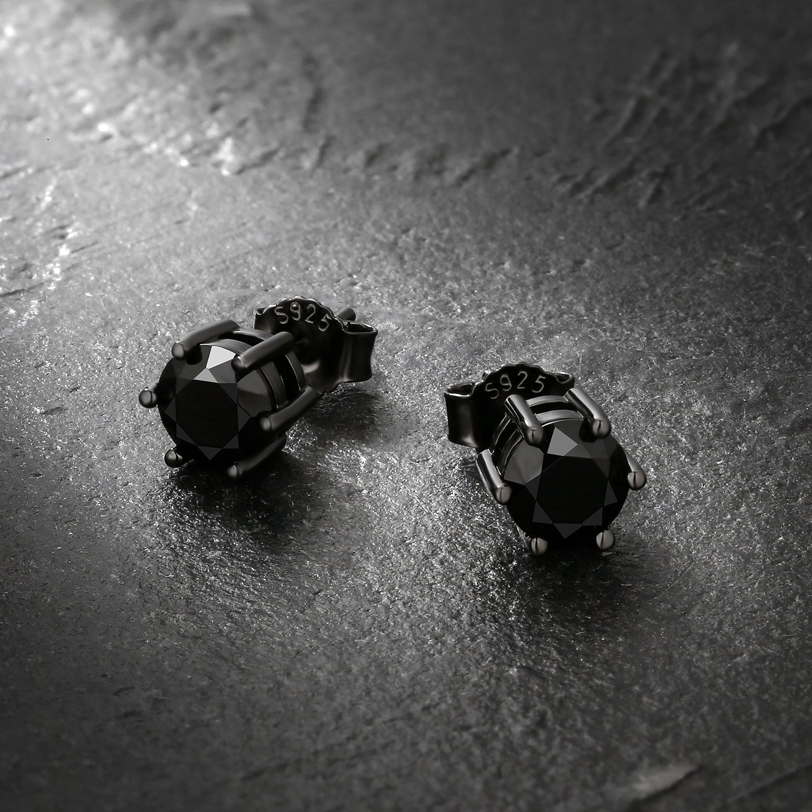 Wholesale Men's Earrings 6mm Black CZ Stone Round Iced Stud Earrings for Men