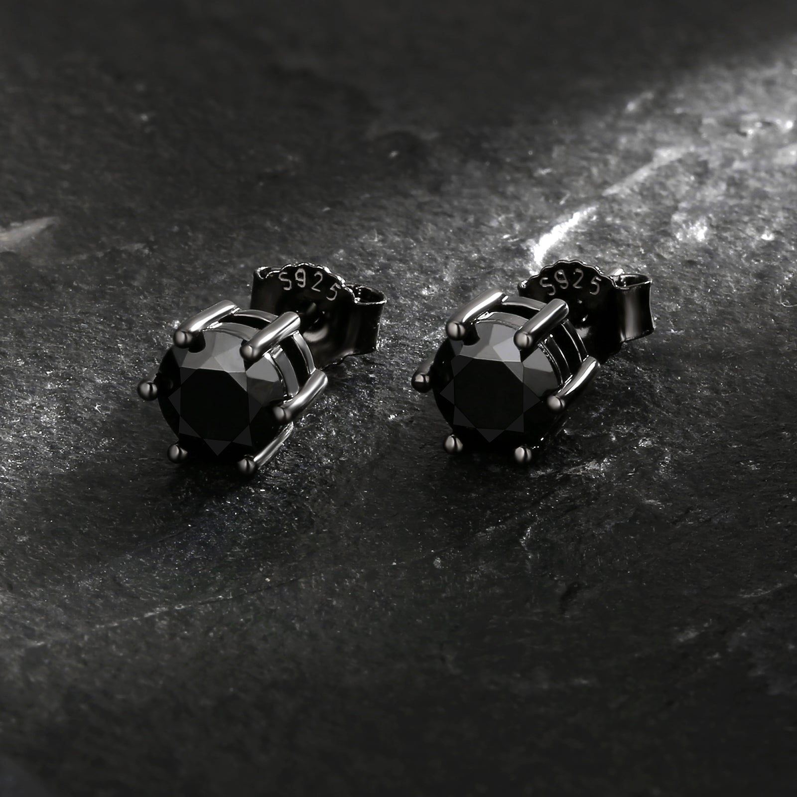 Wholesale Men's Earrings 6mm Black CZ Stone Round Iced Stud Earrings for Men