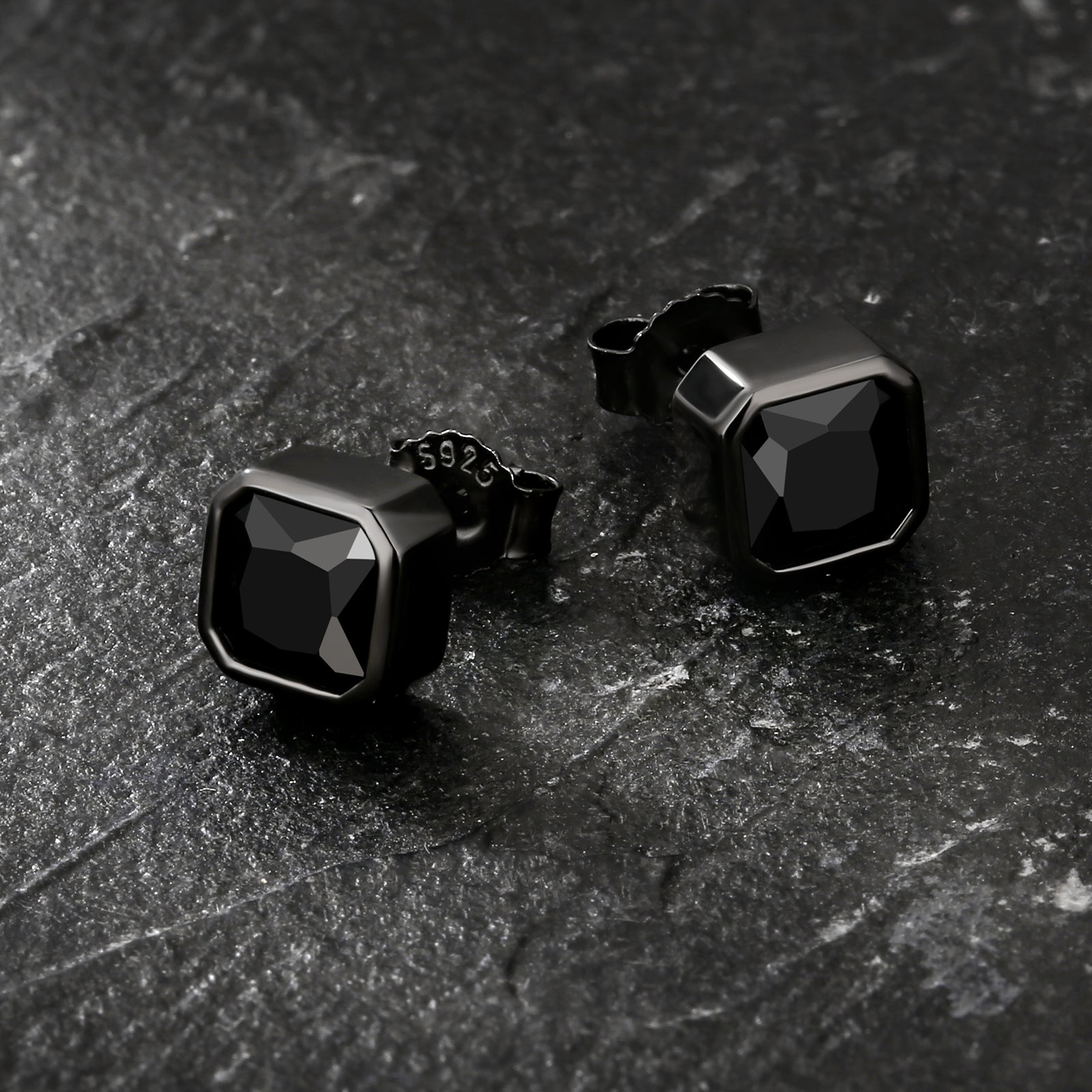 Wholesale Men's Earrings All Black CZ Iced Stud Earrings for Men