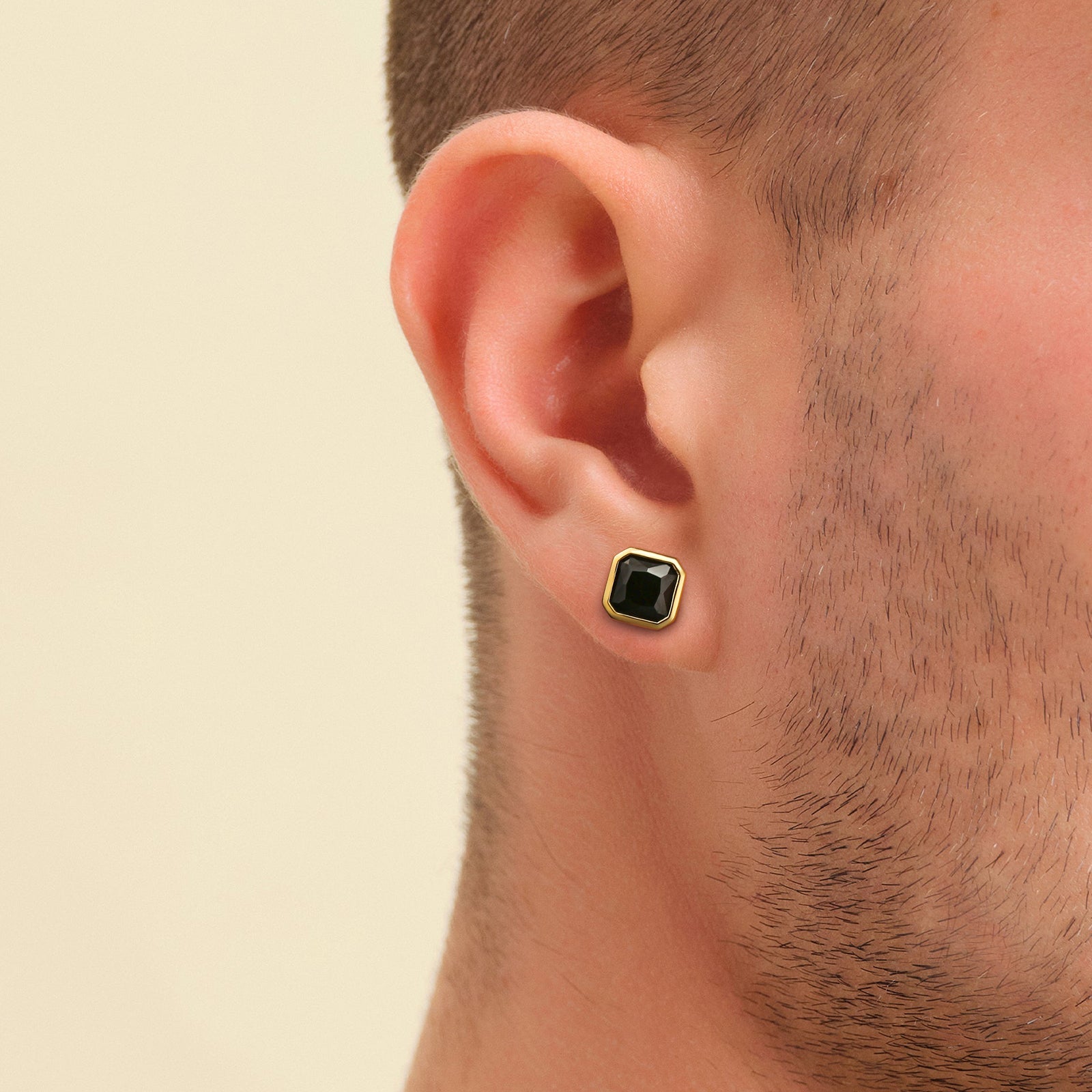 Wholesale Men's Earrings Minimalist Black CZ Iced Stud Earrings for Men