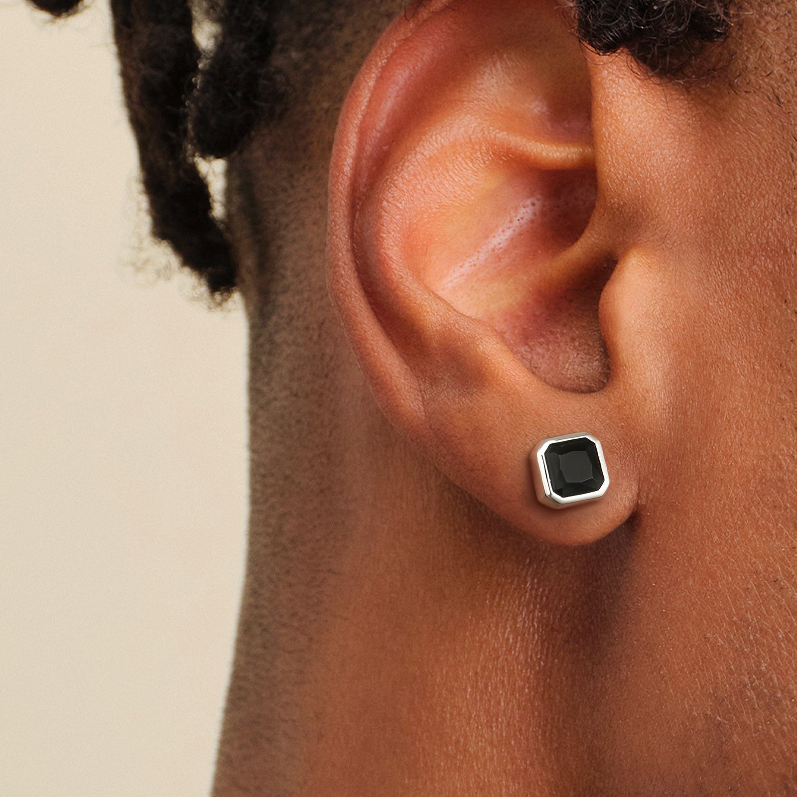 Wholesale Men's Earrings Minimalist Black CZ Iced Stud Earrings for Men