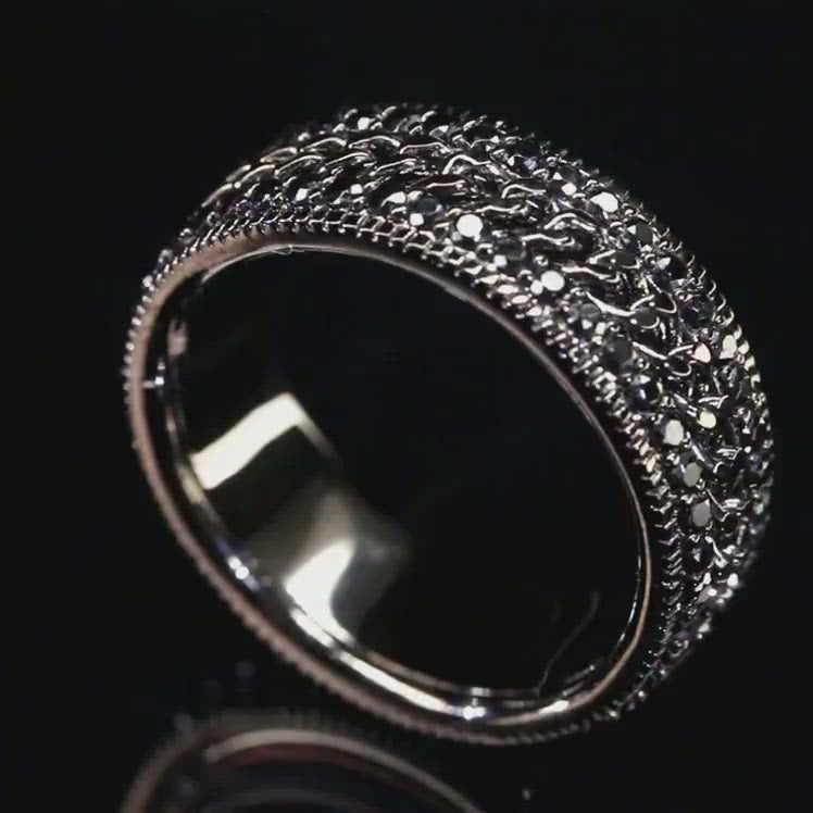 Iced Out Cuban Link Rotating Ring Plated Black Gold -KRKC Wholesale